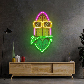 Corn Using Glasses LED Neon Sign Light Pop Art