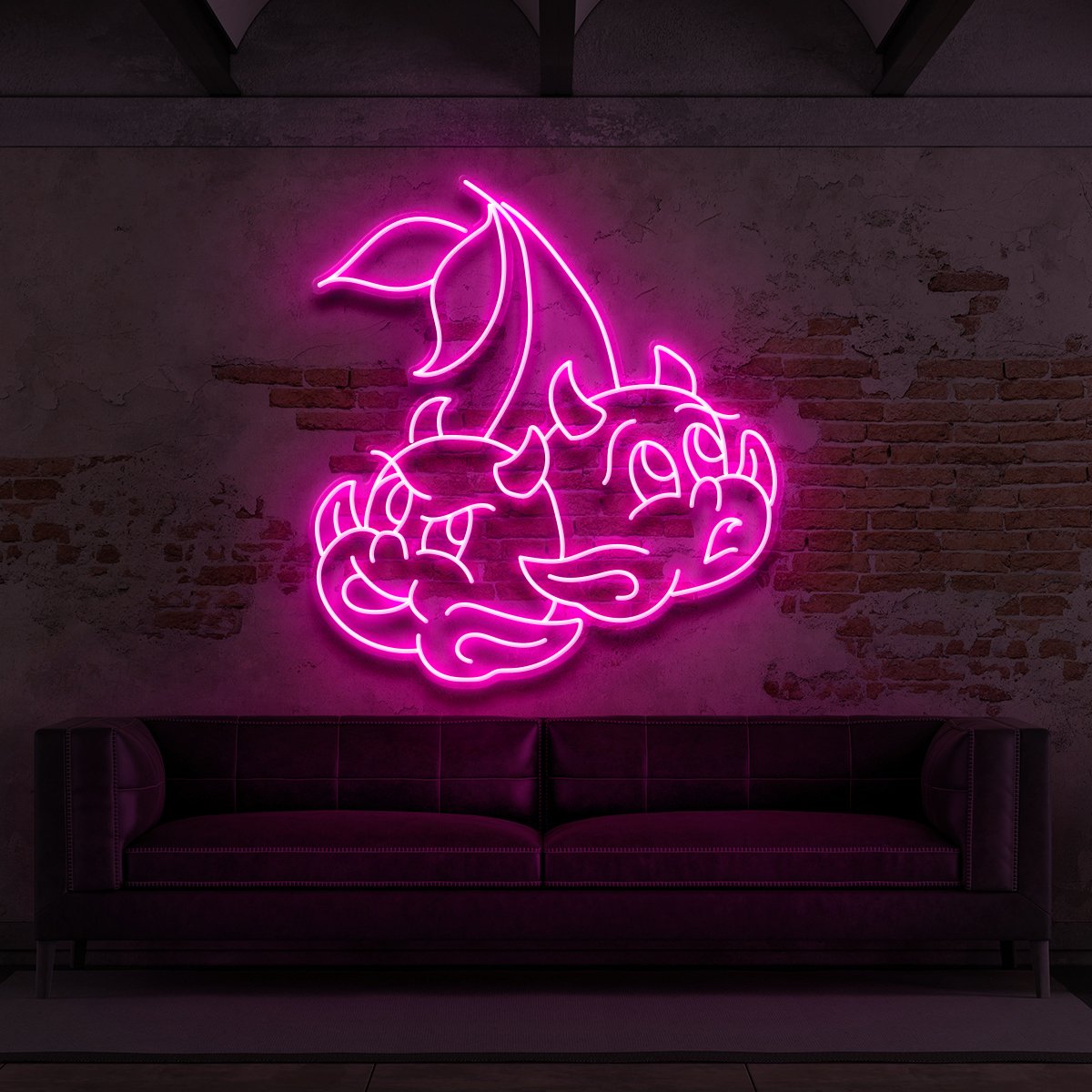 "Devil Cherries" Neon Sign for Tattoo Parlours