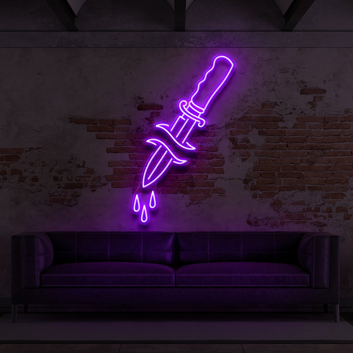 "Dripping Dagger" Neon Sign for Tattoo Parlours