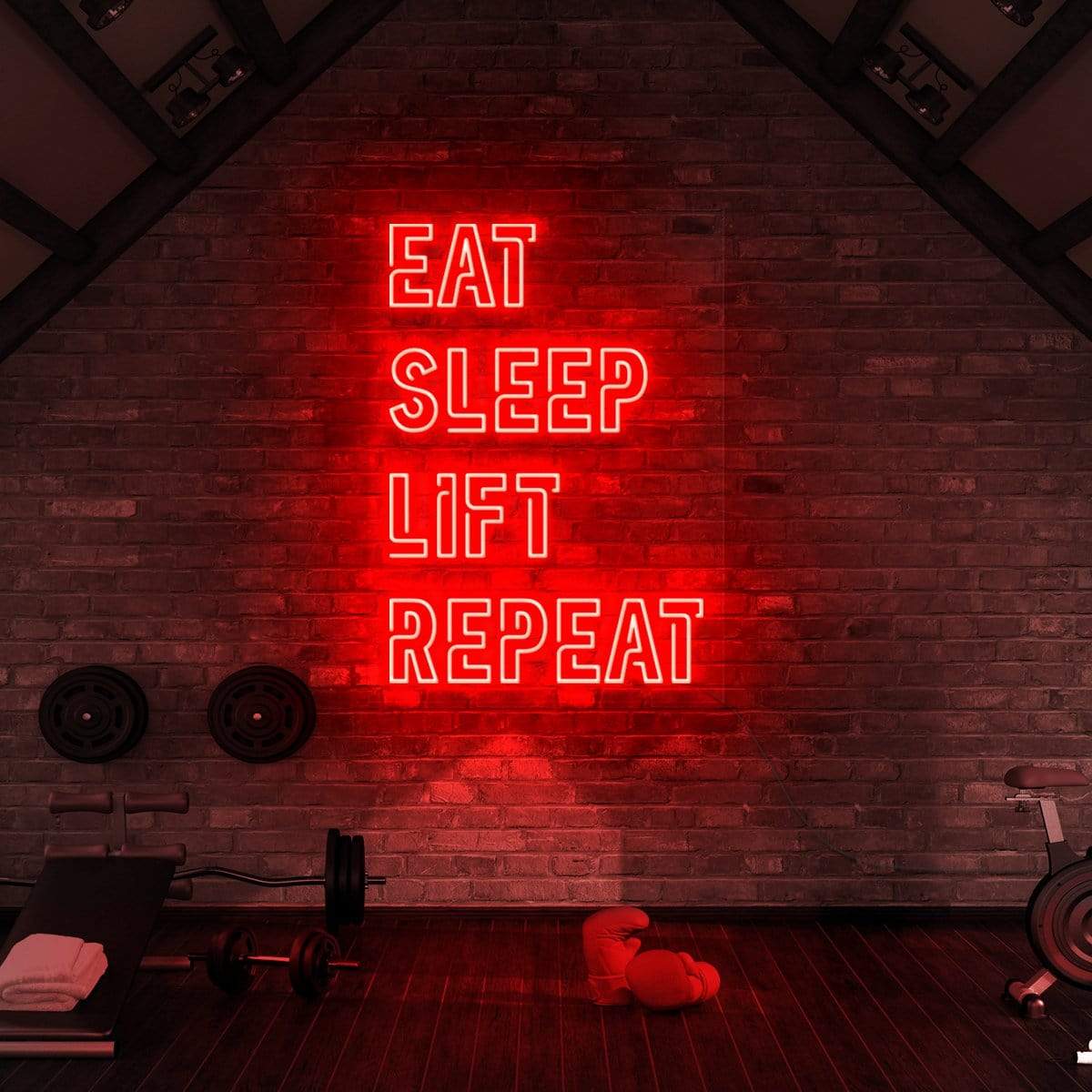 "Eat Sleep Lift Repeat" Neon Sign for Gyms & Fitness Studios