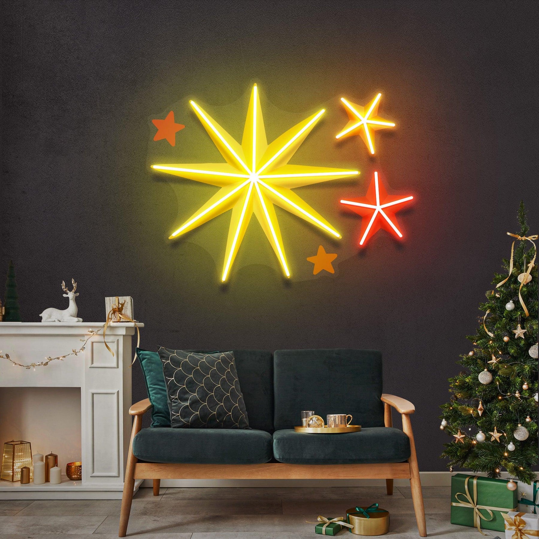 Four Christmas Symbols LED Neon Sign Artwork