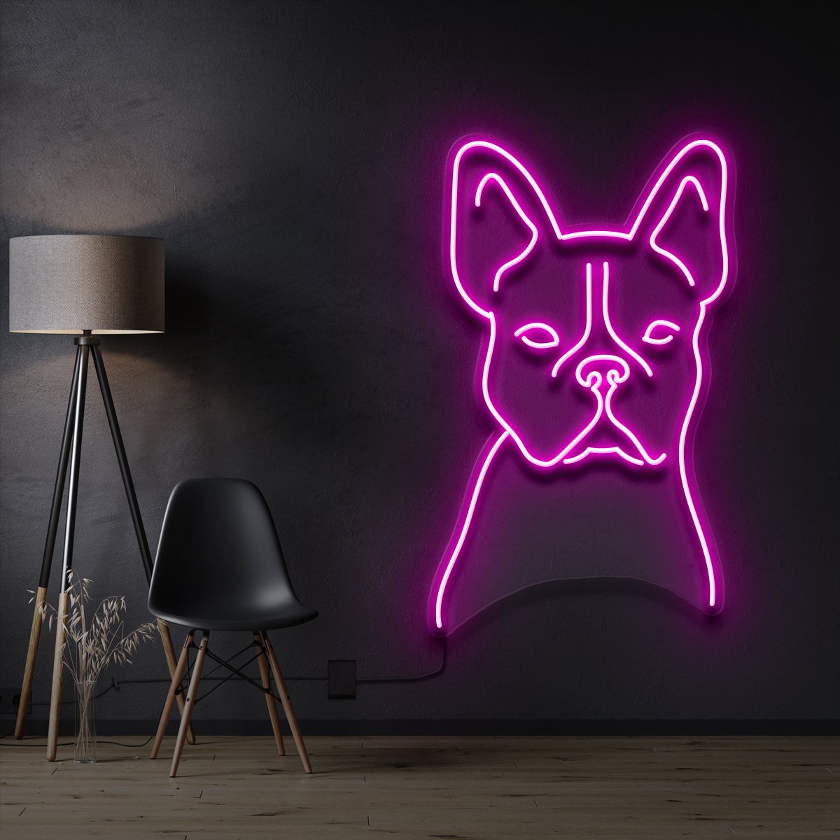 "French Bulldog Line Art" Neon Sign