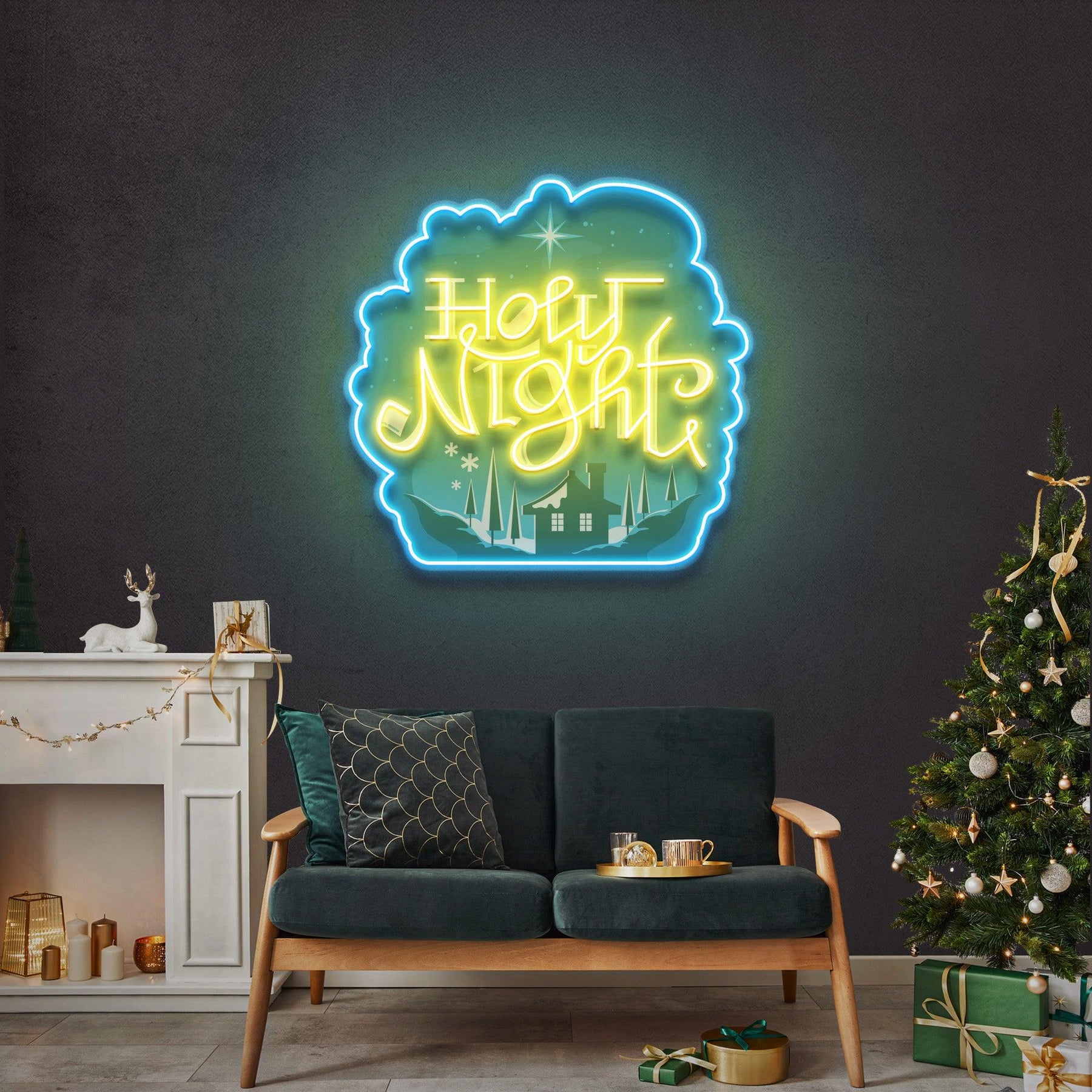 Holy Night Xmas LED Neon Acrylic Artwork