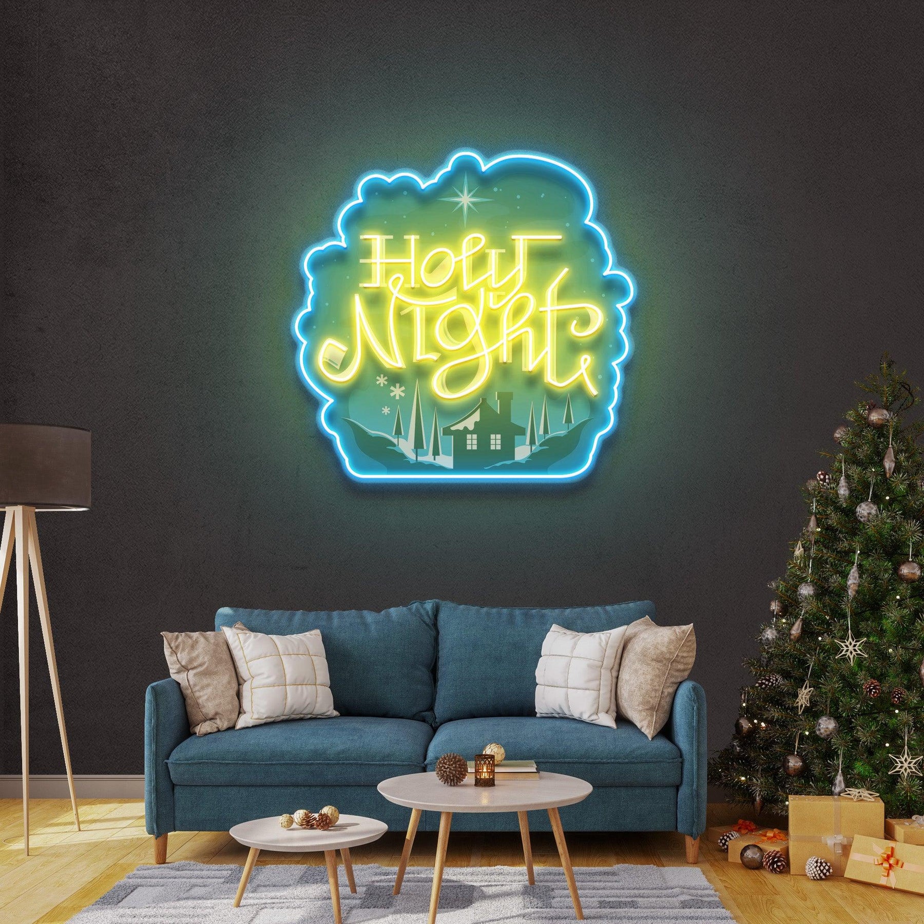 Holy Night Xmas LED Neon Acrylic Artwork