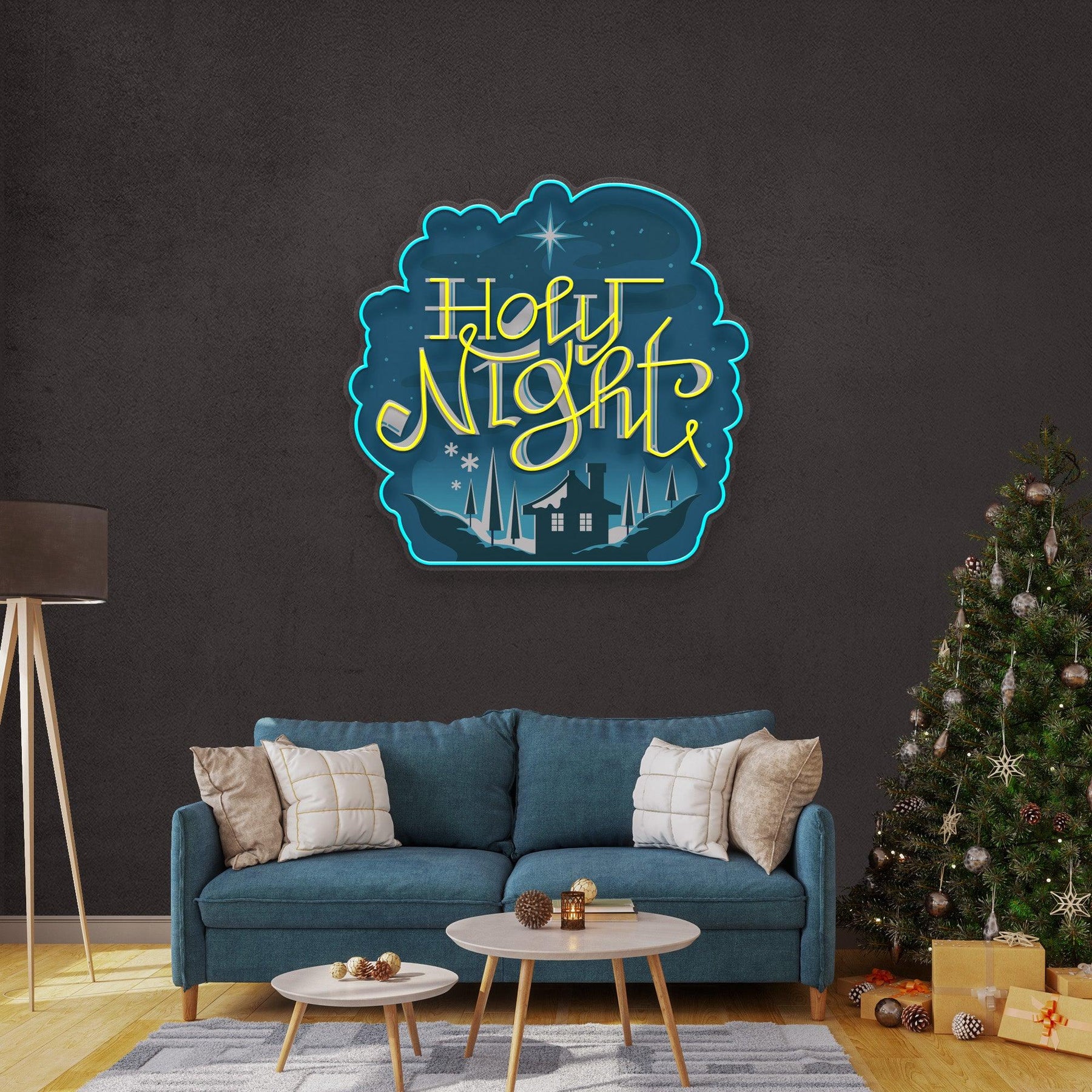 Holy Night Xmas LED Neon Acrylic Artwork