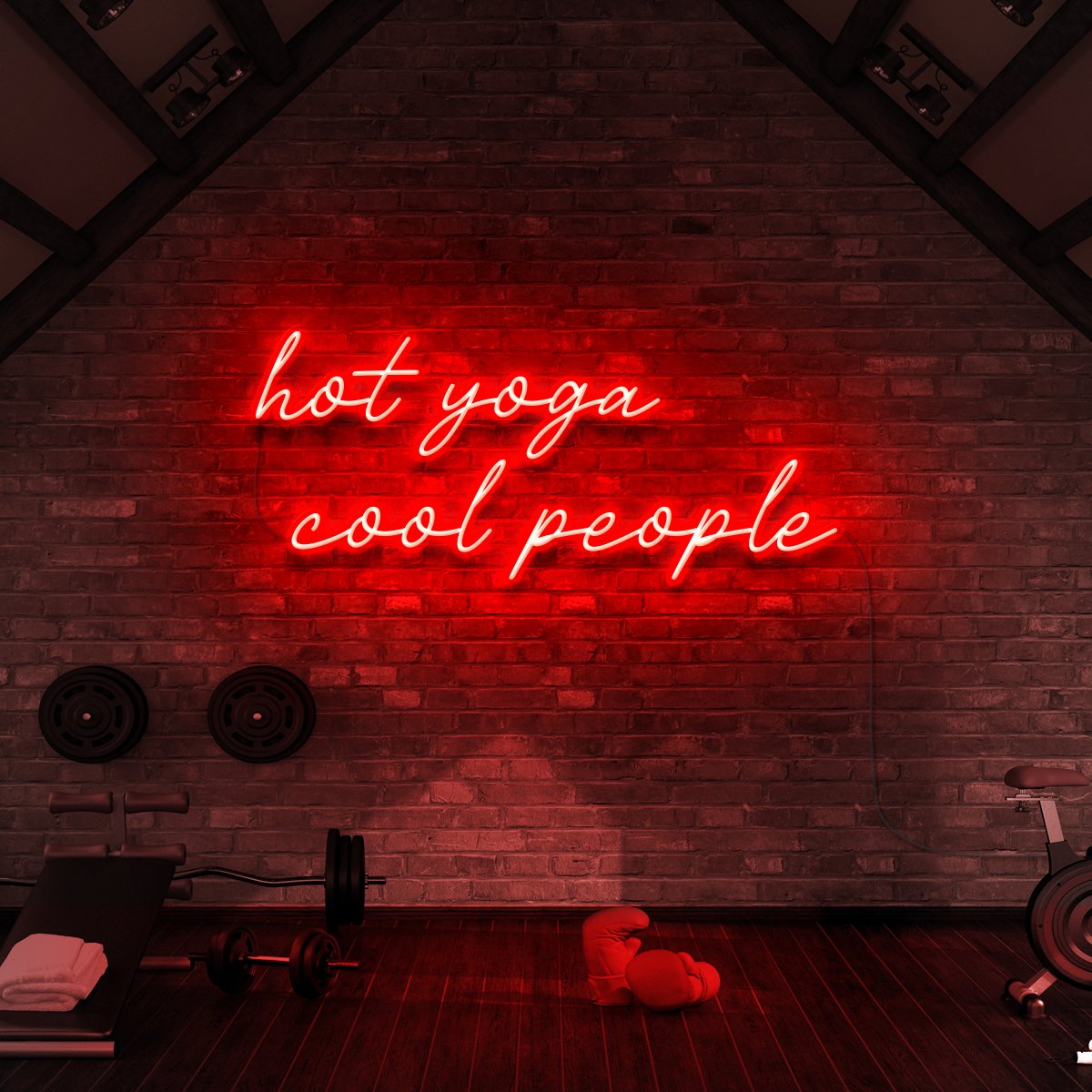 "Hot Yoga Cool People" Neon Sign for Gyms & Fitness Studios