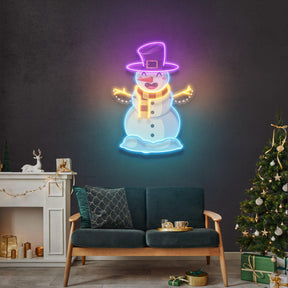 Hugging Snowman Christmas LED Neon Acrylic Artwork