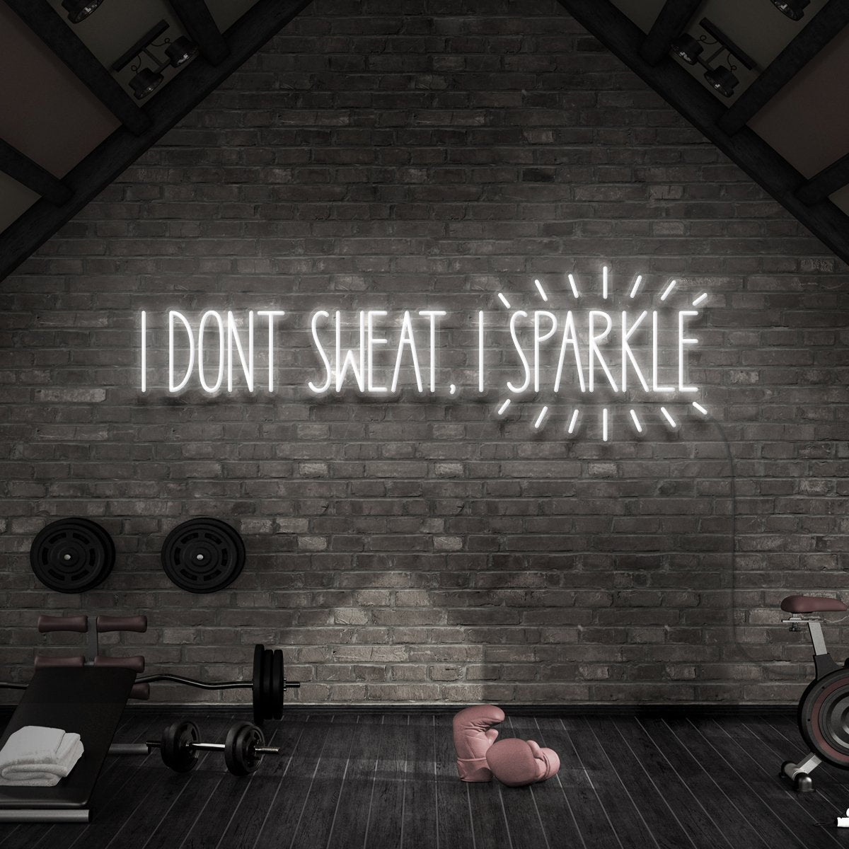 "I Don't Sweat, I Sparkle" Neon Sign for Gyms & Fitness Studios