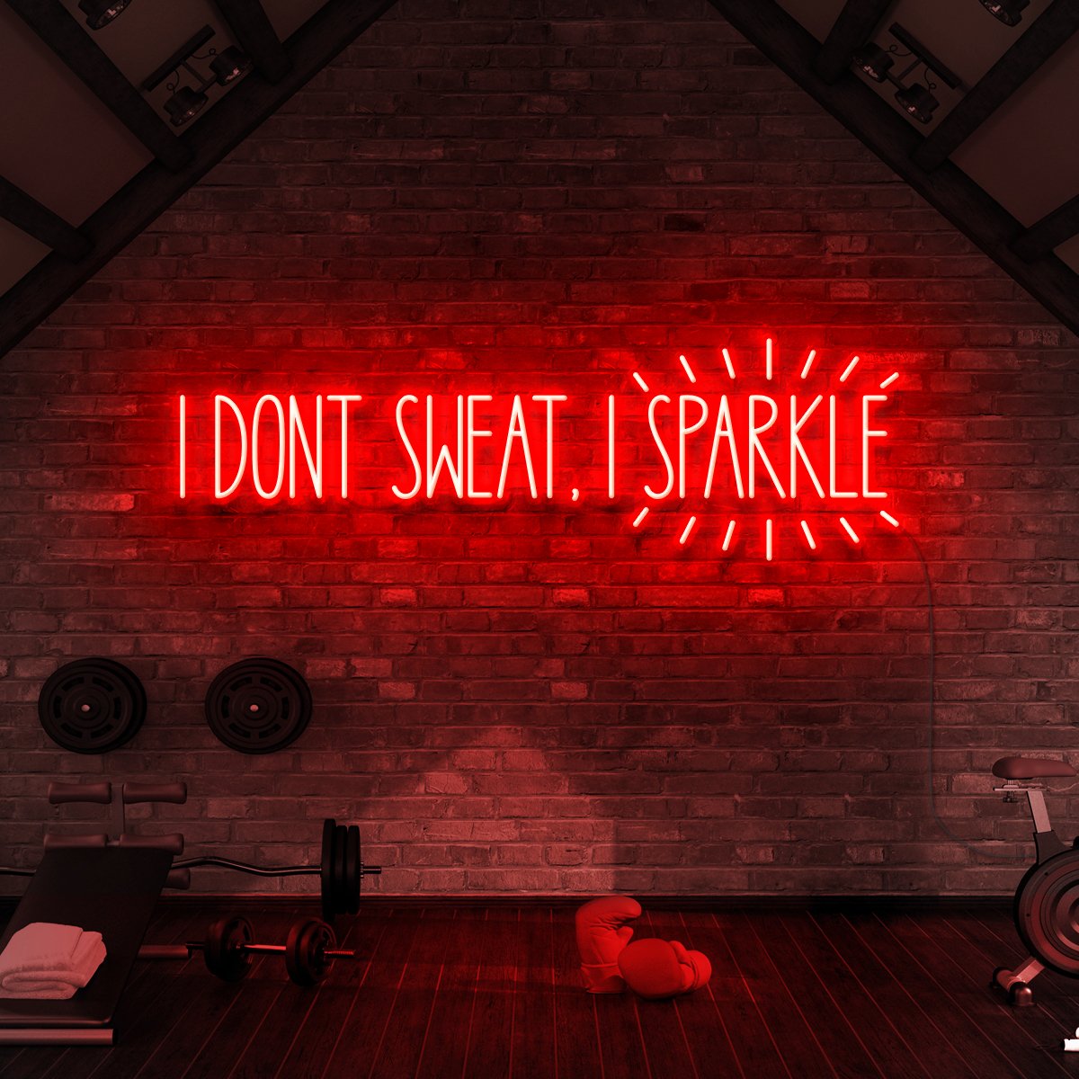 "I Don't Sweat, I Sparkle" Neon Sign for Gyms & Fitness Studios