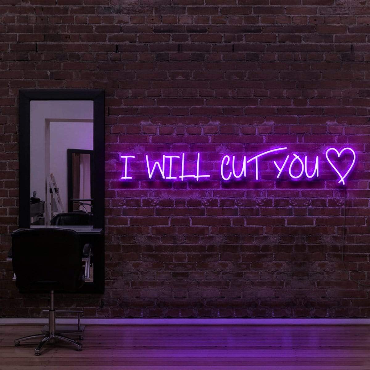 "I Will Cut You" Neon Sign for Hair Salons & Barbershops