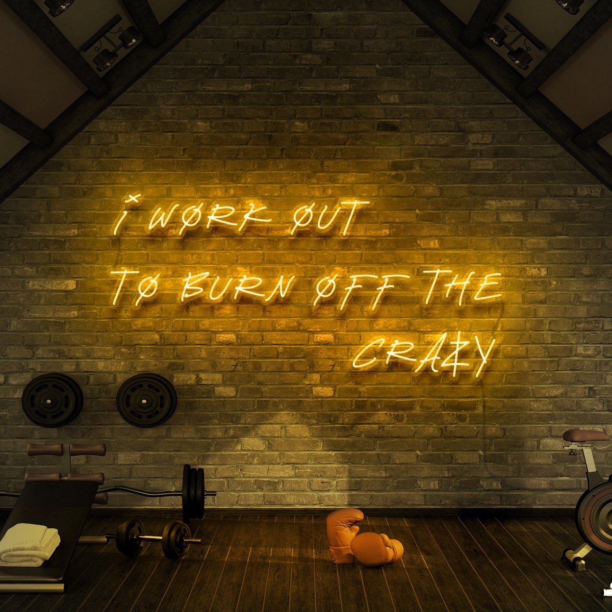 "I Work Out to Burn Off The Crazy" Neon Sign for Gyms & Fitness Studios