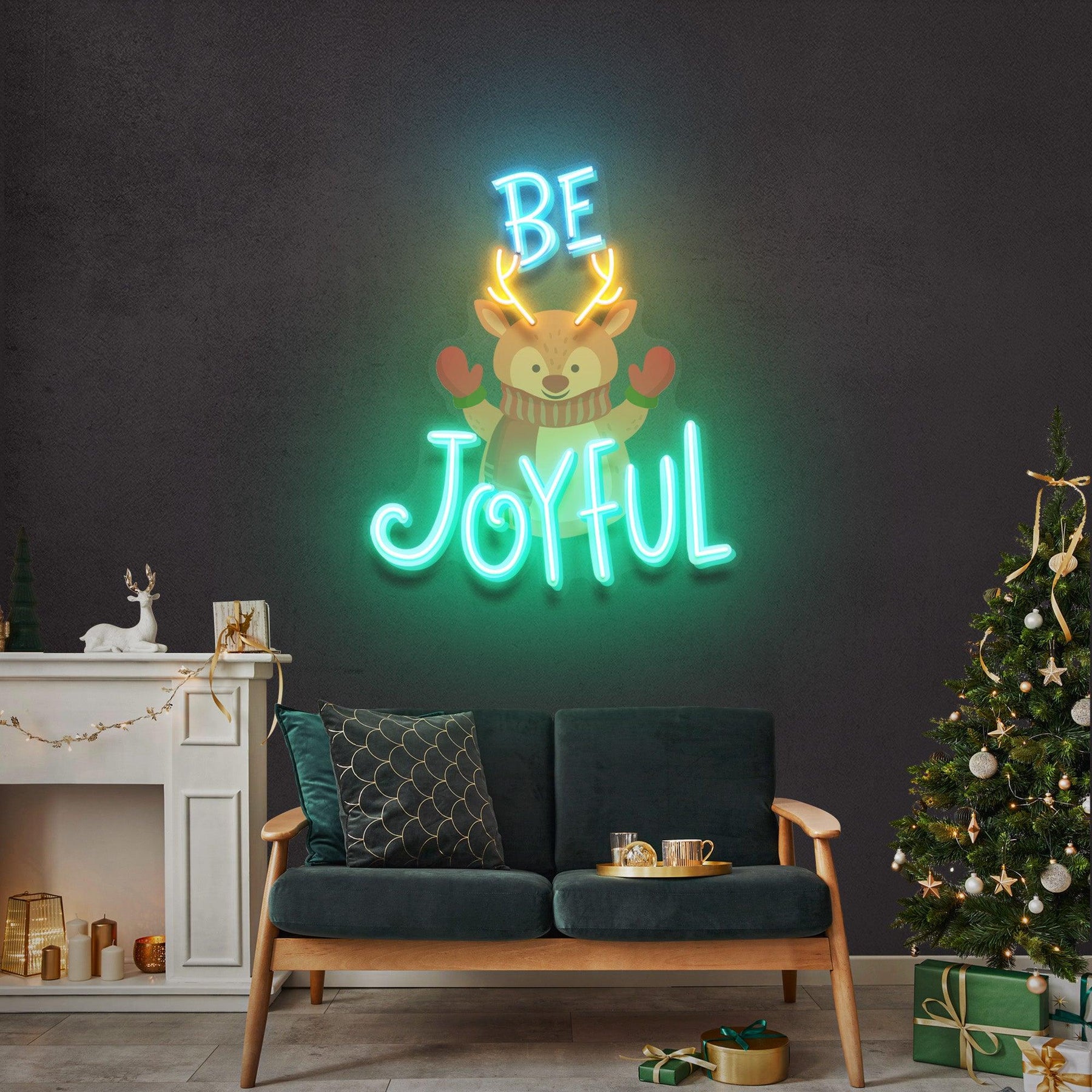Joyful Deer Christmas Neon Sign