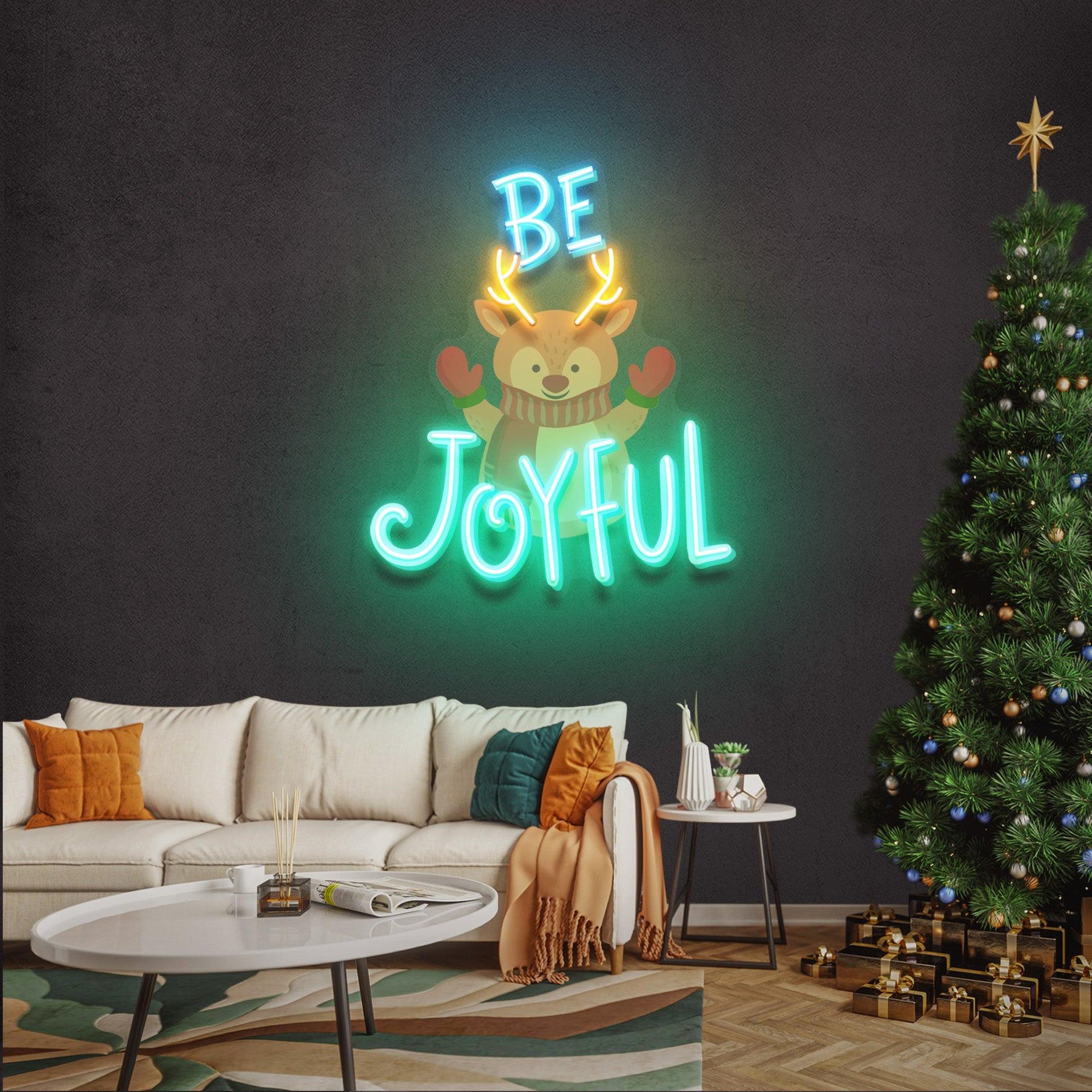 Joyful Deer Christmas Neon Sign
