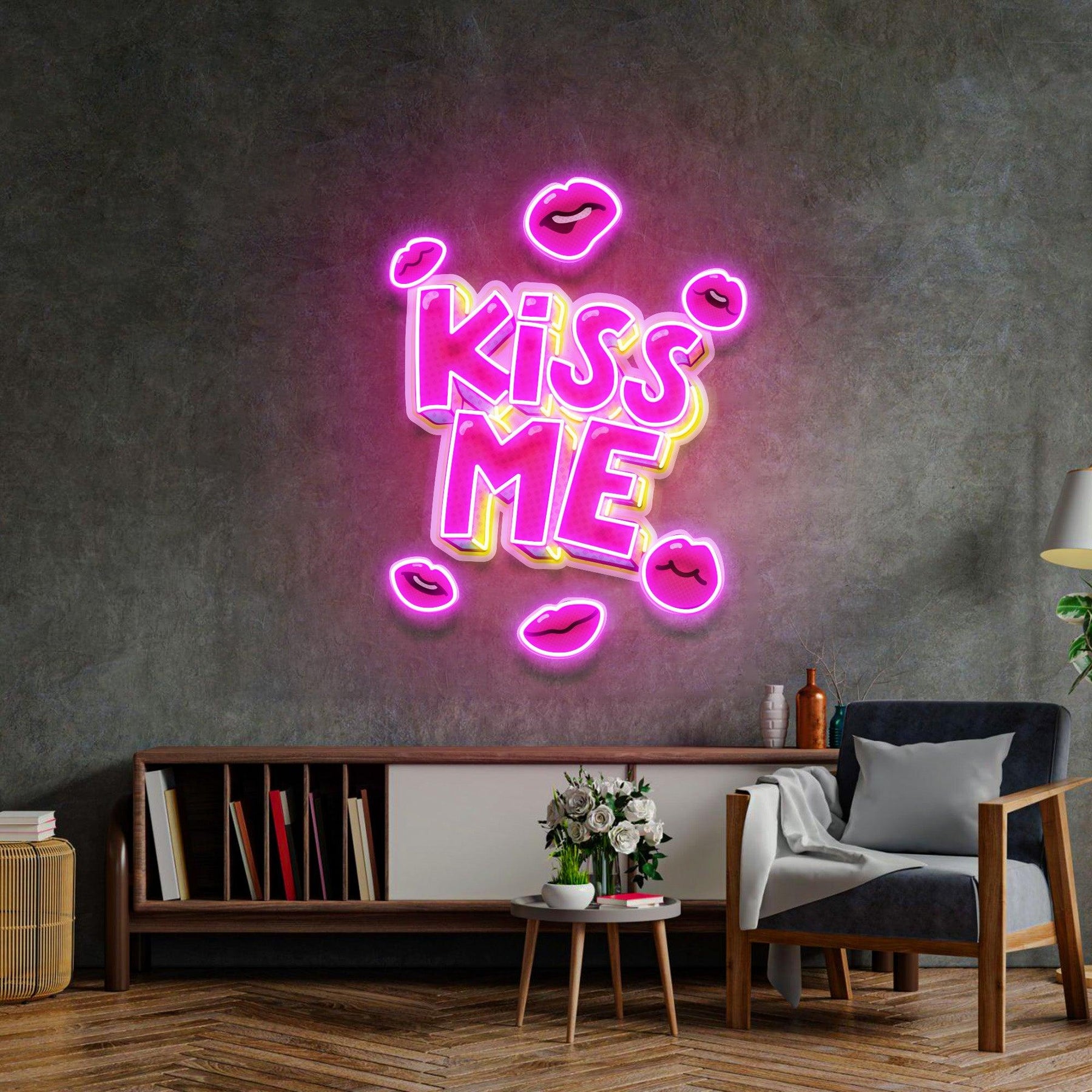 Kiss Me Led Neon Acrylic Artwork