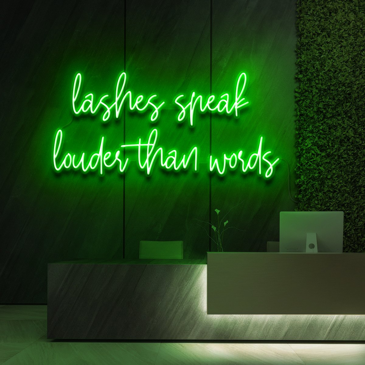 "Lashes Speak Louder Than Words" Neon Sign for Beauty & Cosmetic Studios