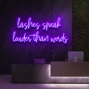 "Lashes Speak Louder Than Words" Neon Sign for Beauty & Cosmetic Studios