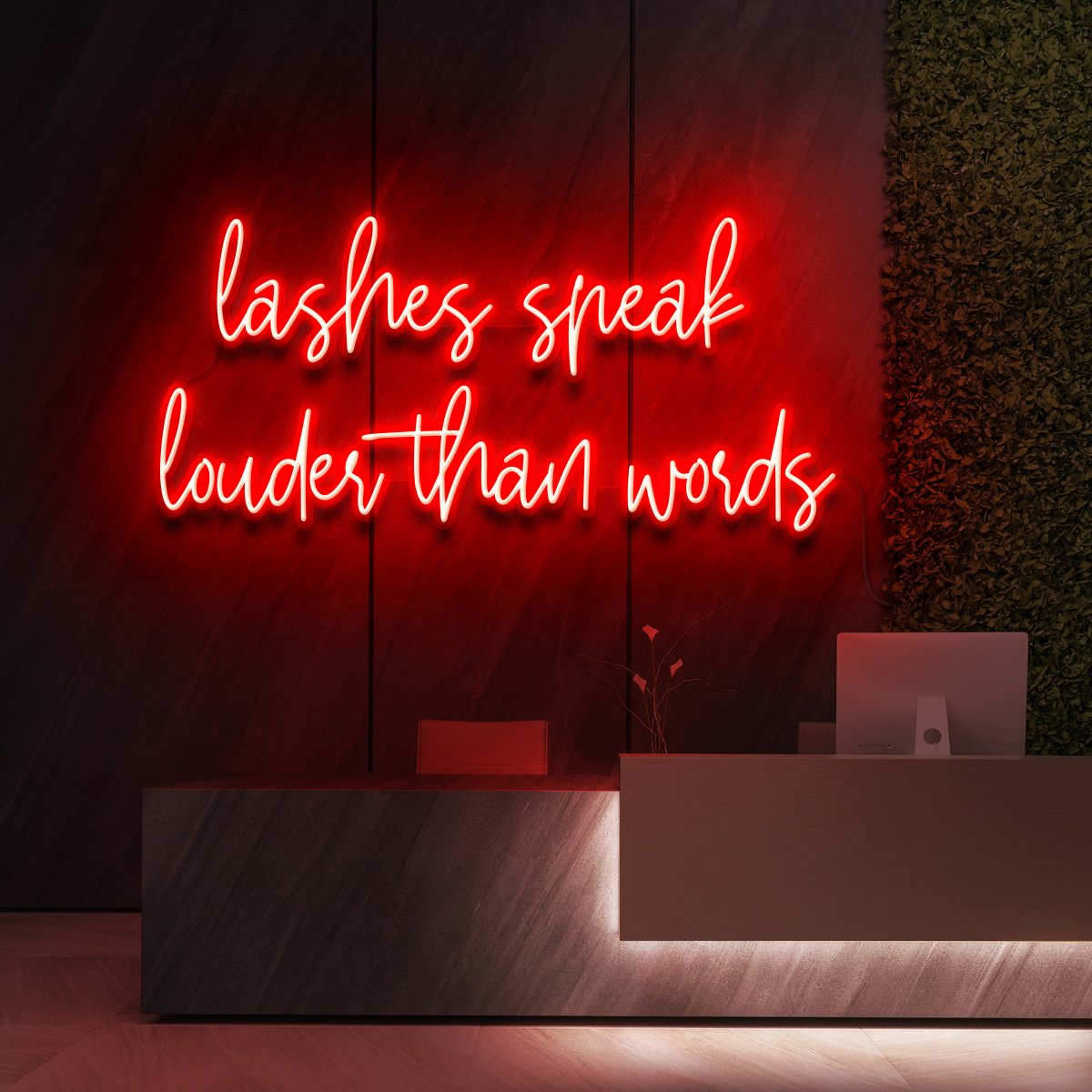 "Lashes Speak Louder Than Words" Neon Sign for Beauty & Cosmetic Studios