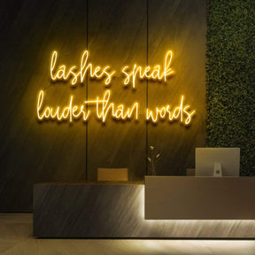 "Lashes Speak Louder Than Words" Neon Sign for Beauty & Cosmetic Studios