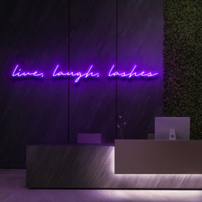 "Live, Laugh, Lashes" Neon Sign for Beauty & Cosmetic Studios