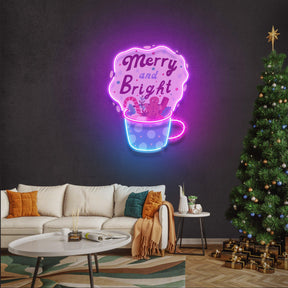 Merry Christmas Mug Neon Sign