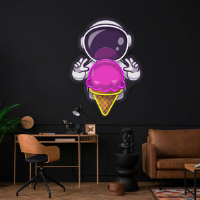 Astronaut Ice Cream Art work Led Neon Sign Light