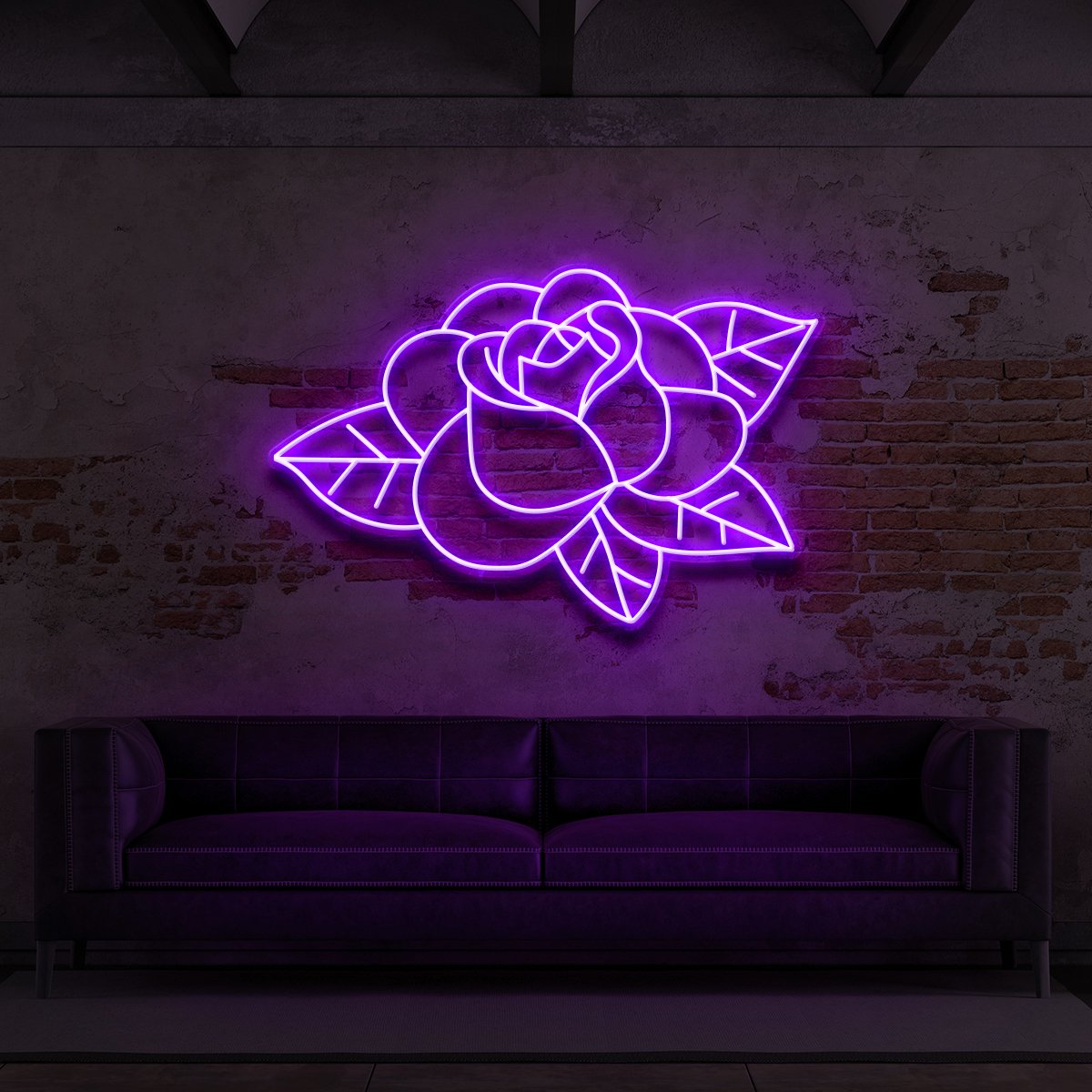 "Old School Rose" Neon Sign for Tattoo Parlours