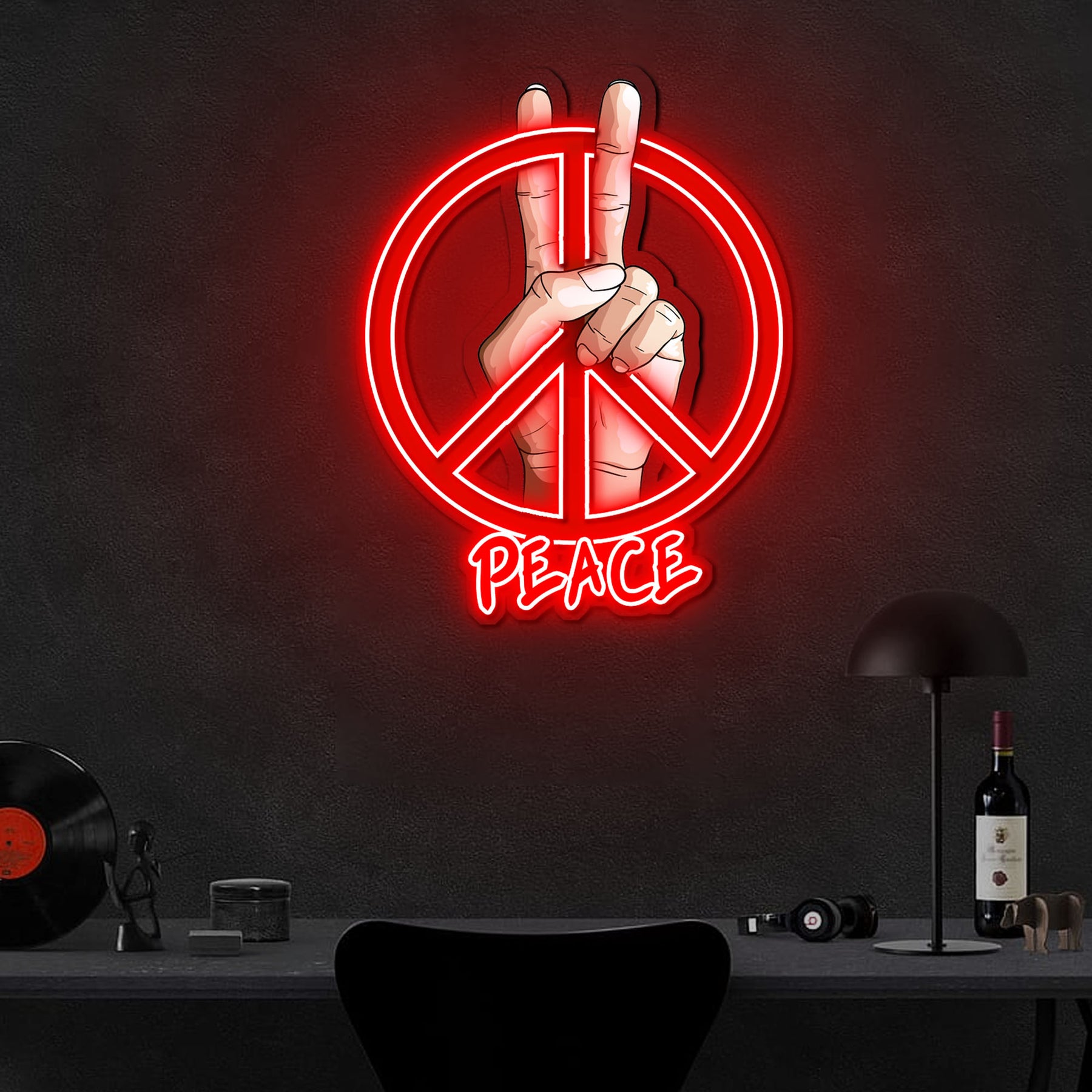 Peace Sign Neon Sign x Acrylic Artwork
