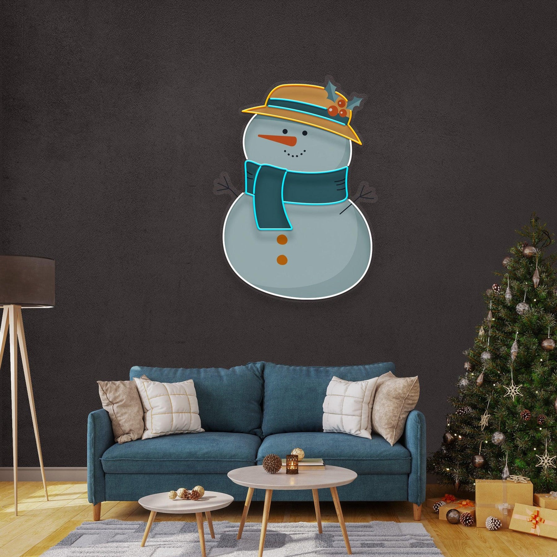 Plump Snowman Christmas LED Neon Acrylic Artwork