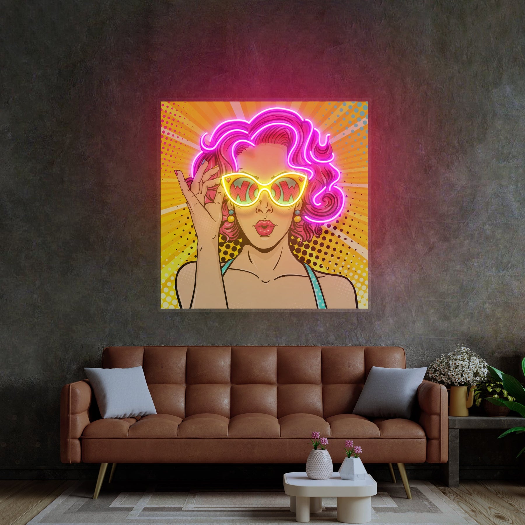 Wow Lady Pop Art Led Neon Acrylic Artwork