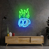 Potted Plant Skull Head Cartoon LED Neon Sign Light Pop Art