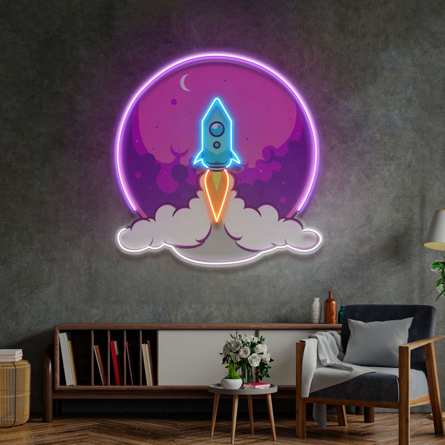 Rocket Launch LED Neon Sign Light Pop Art