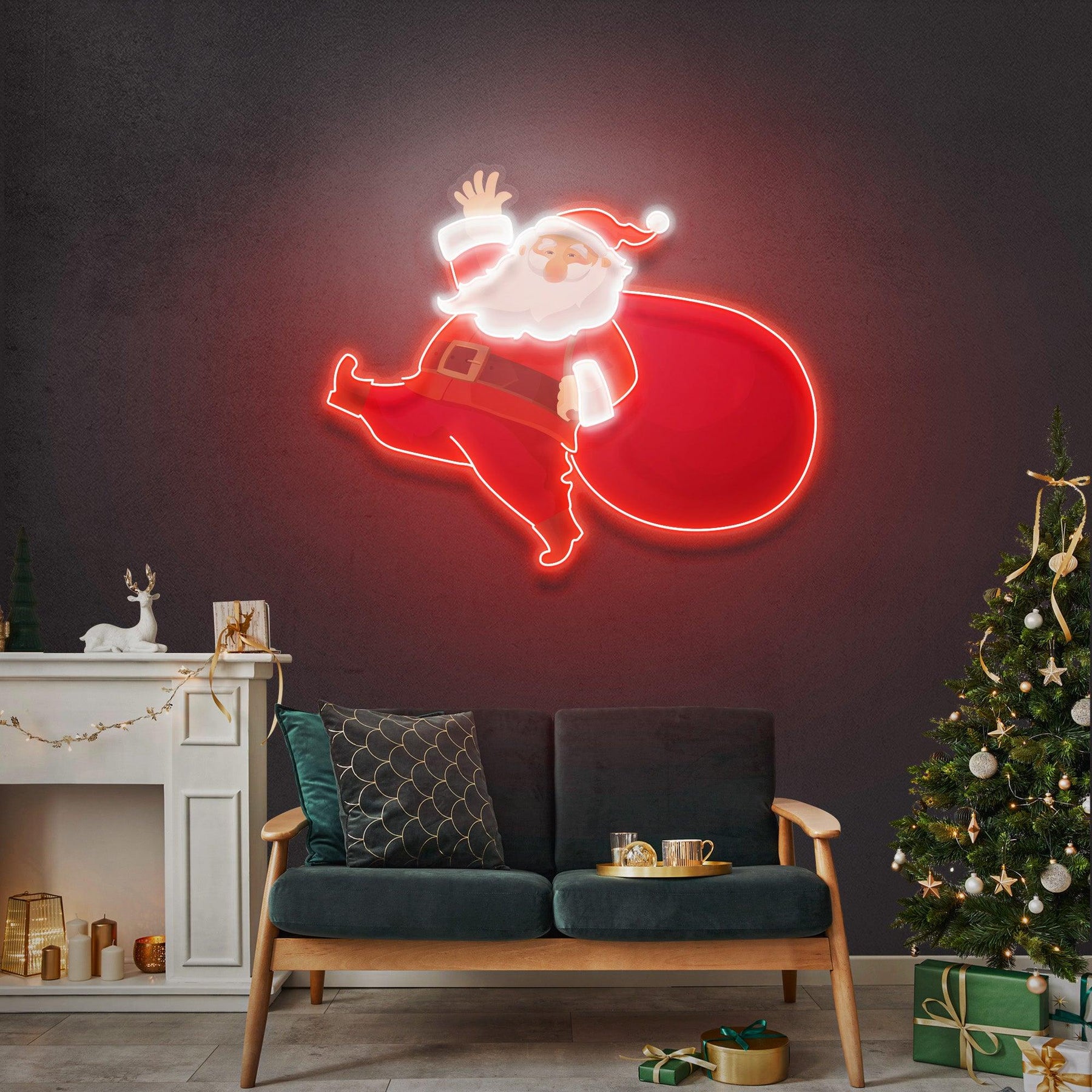 Santa Is Coming Christmas LED Neon Acrylic Artwork