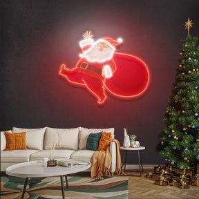 Santa Is Coming Christmas LED Neon Acrylic Artwork