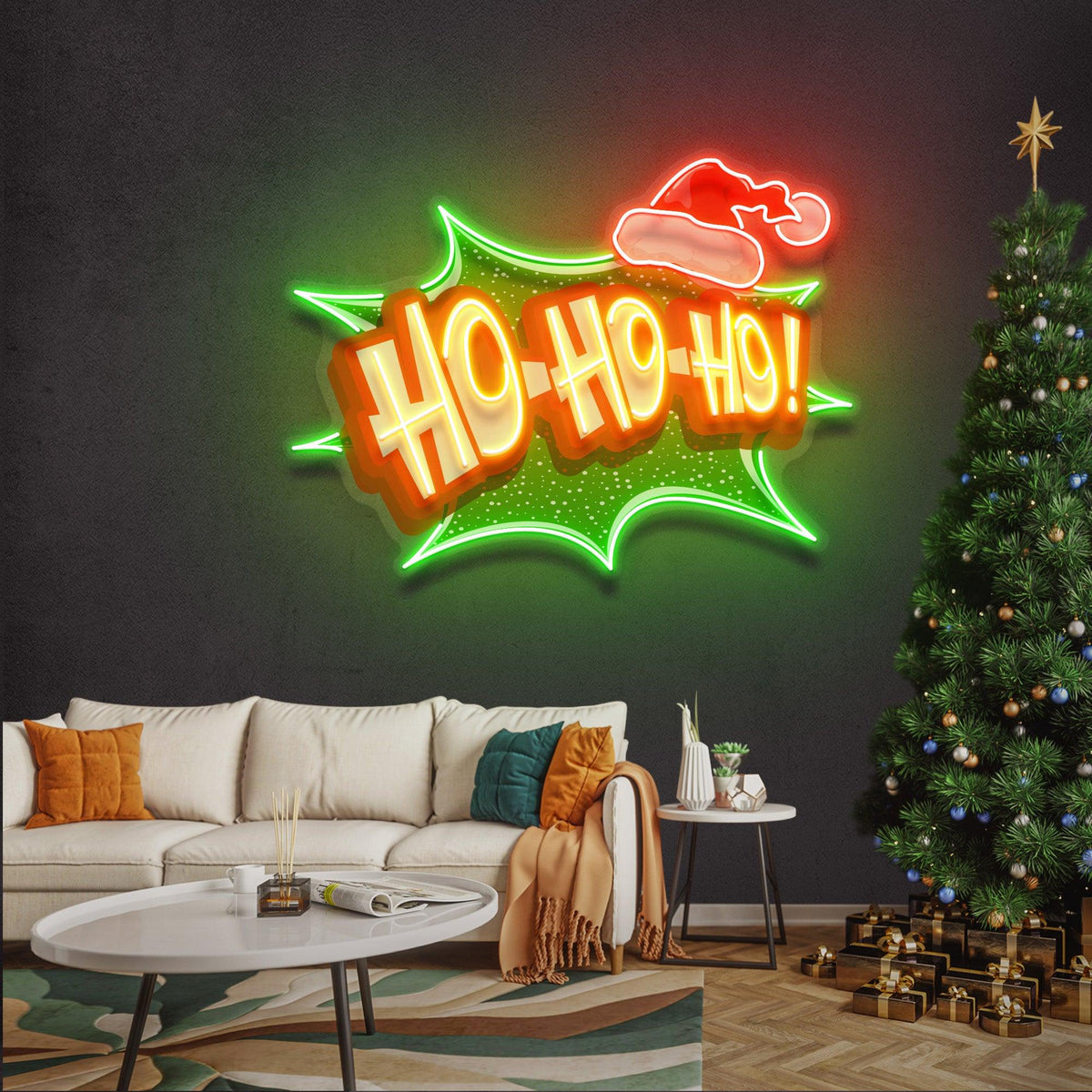 Santa Laughing Christmas LED Neon Acrylic Artwork