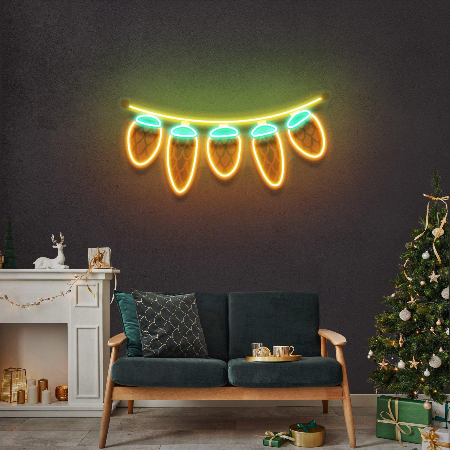 Seed Cones String Christmas Neon Sign