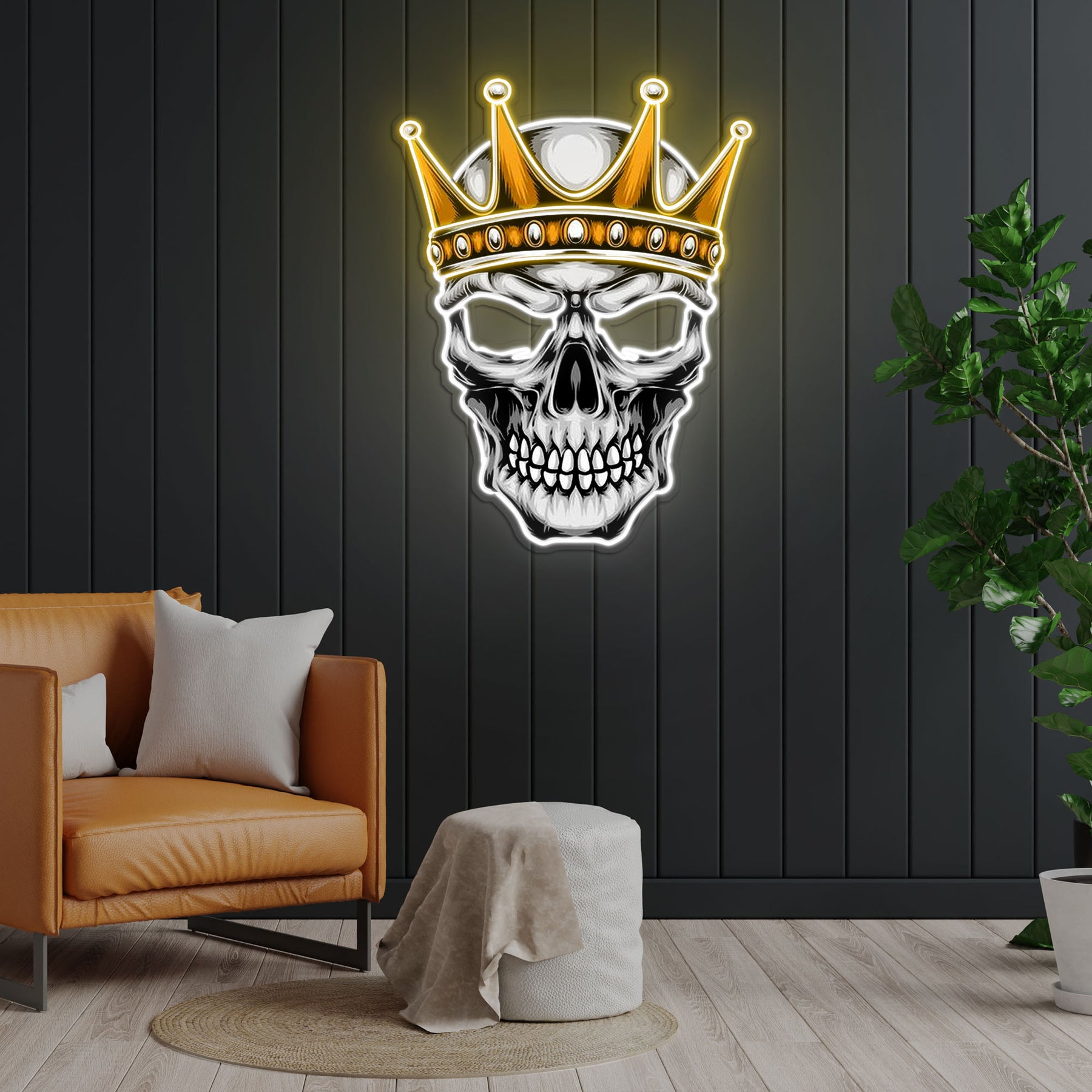 Skull With Crown Neon Sign x Acrylic Artwork