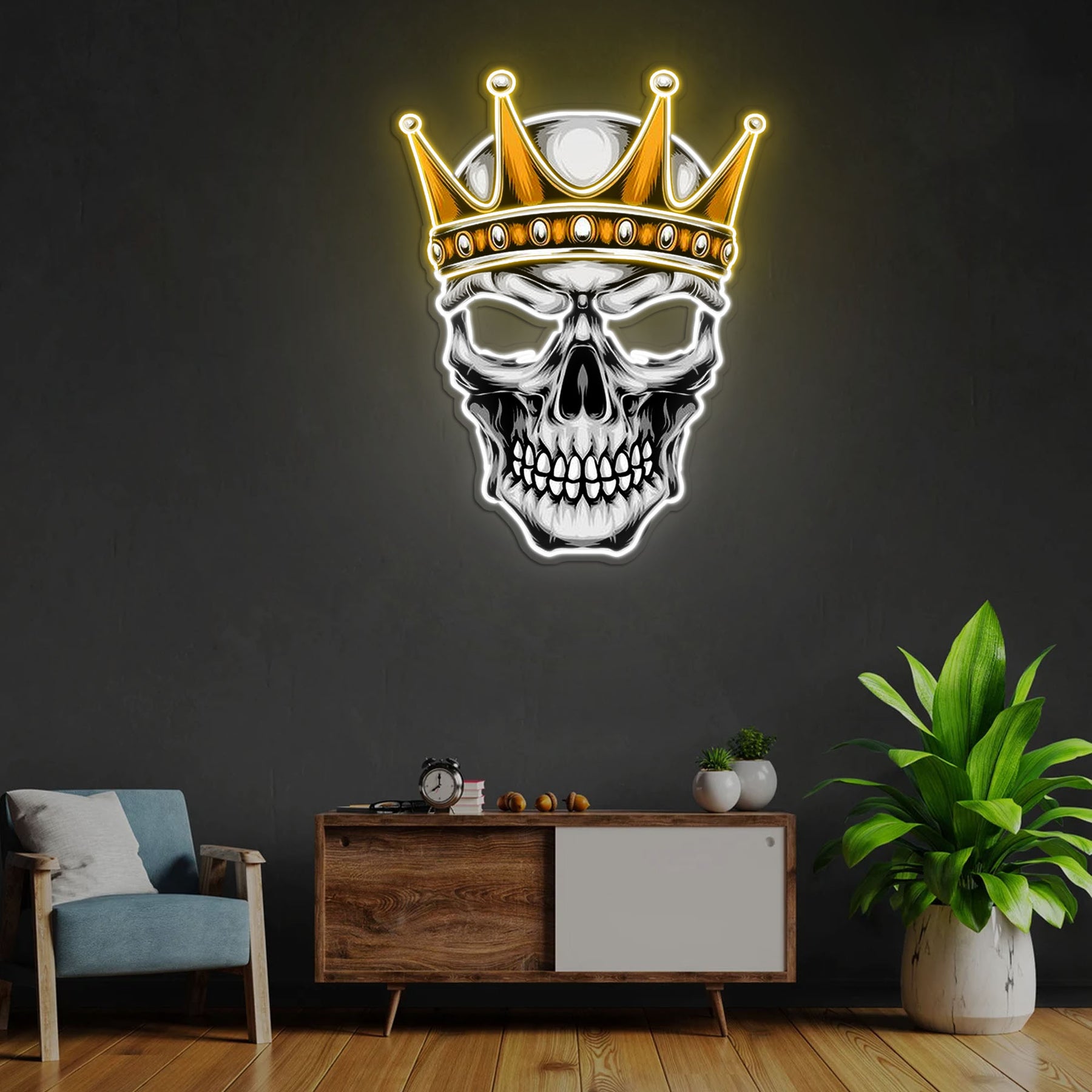 Skull With Crown Neon Sign x Acrylic Artwork