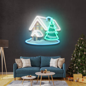 Snow House Christmas LED Neon Sign Artwork