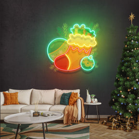 Sock of Gifts Christmas LED Neon Acrylic Artwork