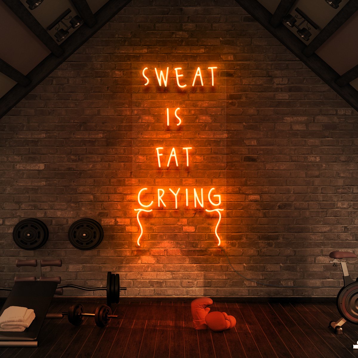 "Sweat is Fat Crying" Neon Sign for Gyms & Fitness Studios