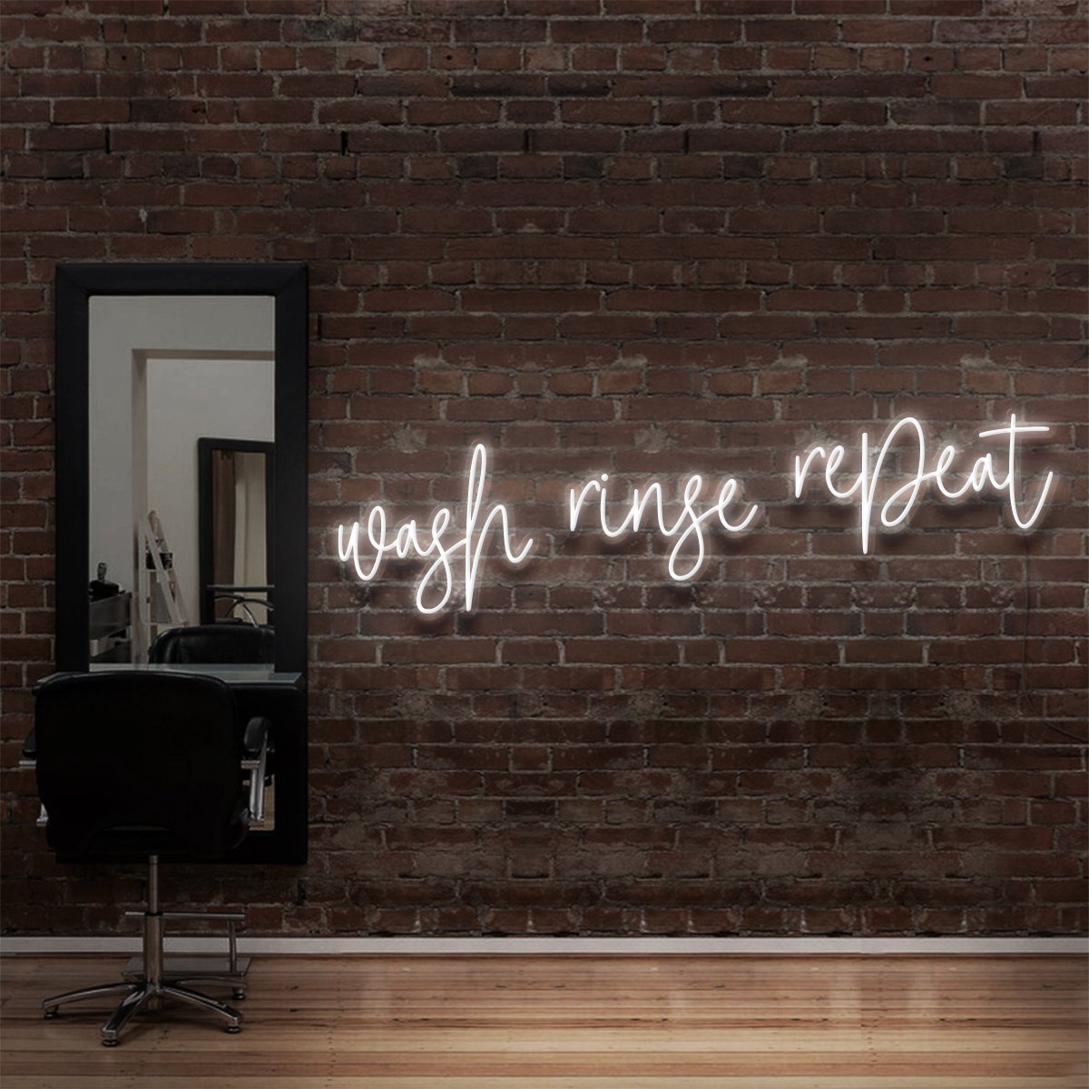 "Wash Rinse Repeat" Neon Sign for Hair Salons & Barbershops