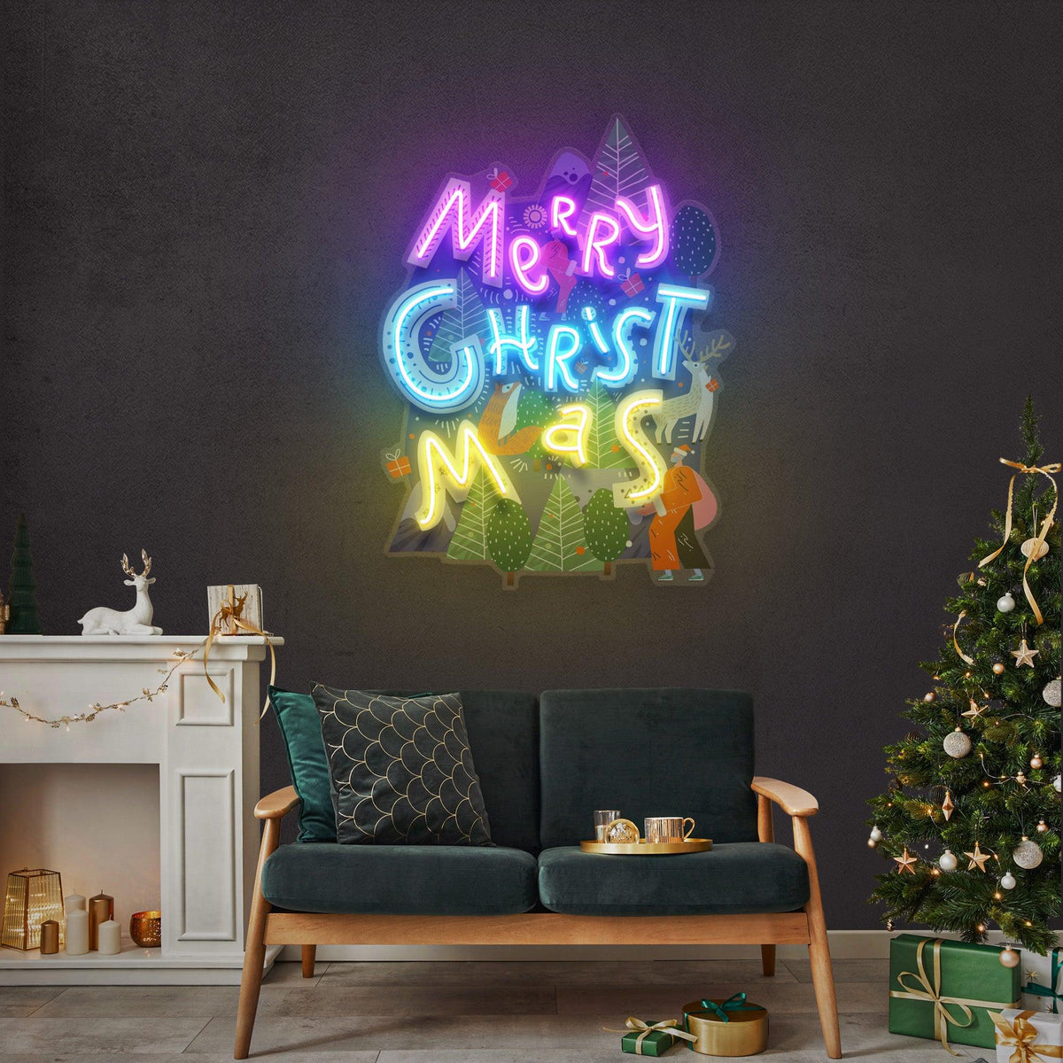 Wavy Merry Christmas LED Neon Acrylic Artwork