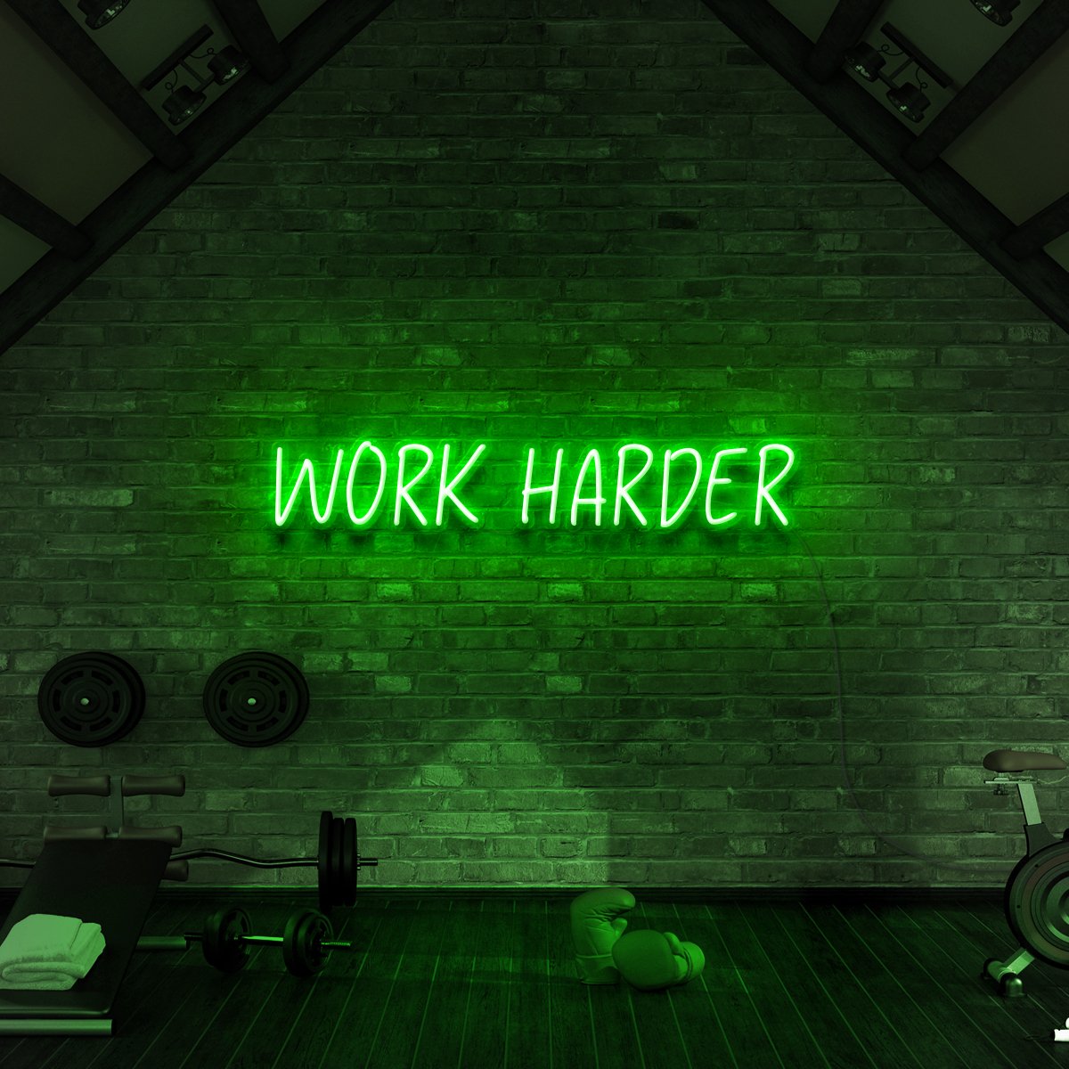 "Work Harder" Neon Sign for Gyms & Fitness Studios