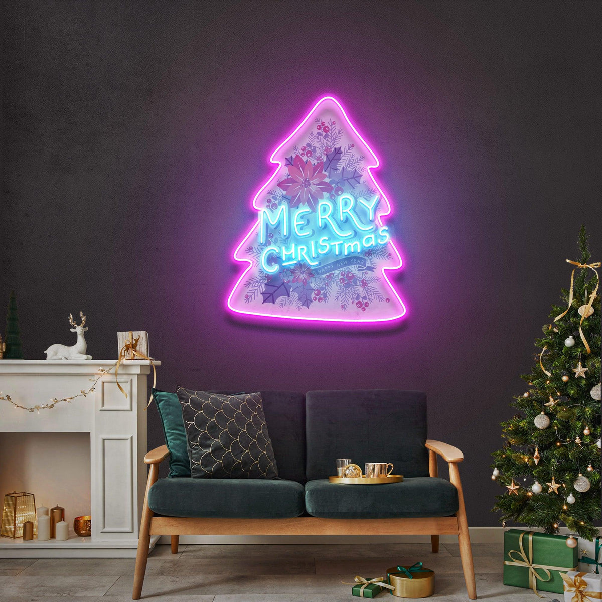 Xmas On Tree LED Neon Acrylic Artwork
